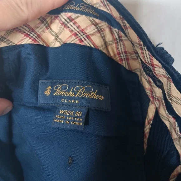 Brooks Brothers Clark Pants Mens Sz 32X30 Navy Blue Corduroy Straight Leg Preppy - Picture 6 of 10